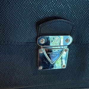 Louis Vuitton Black Men's Envelope Clutch with Silver Lock